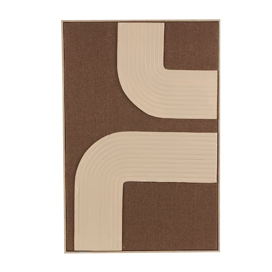 33" x 49" Brown Polyester Abstract Framed Wall Art with Tan Ribbed Arches